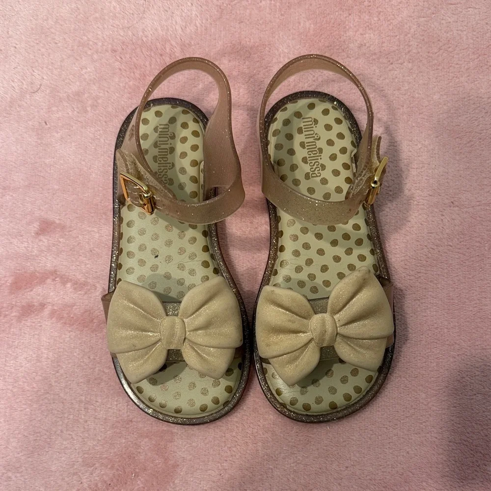 Mini Melissa Tan Sandals with Bow